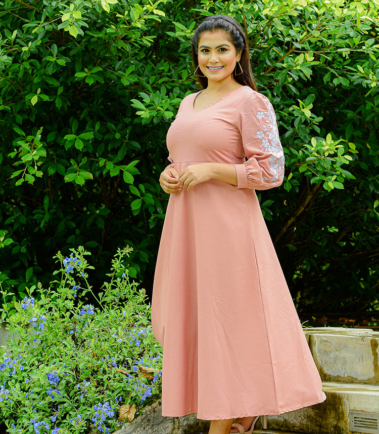 SPT BABY PINK FULL EMB MAXI DRESS - Liza's Closet