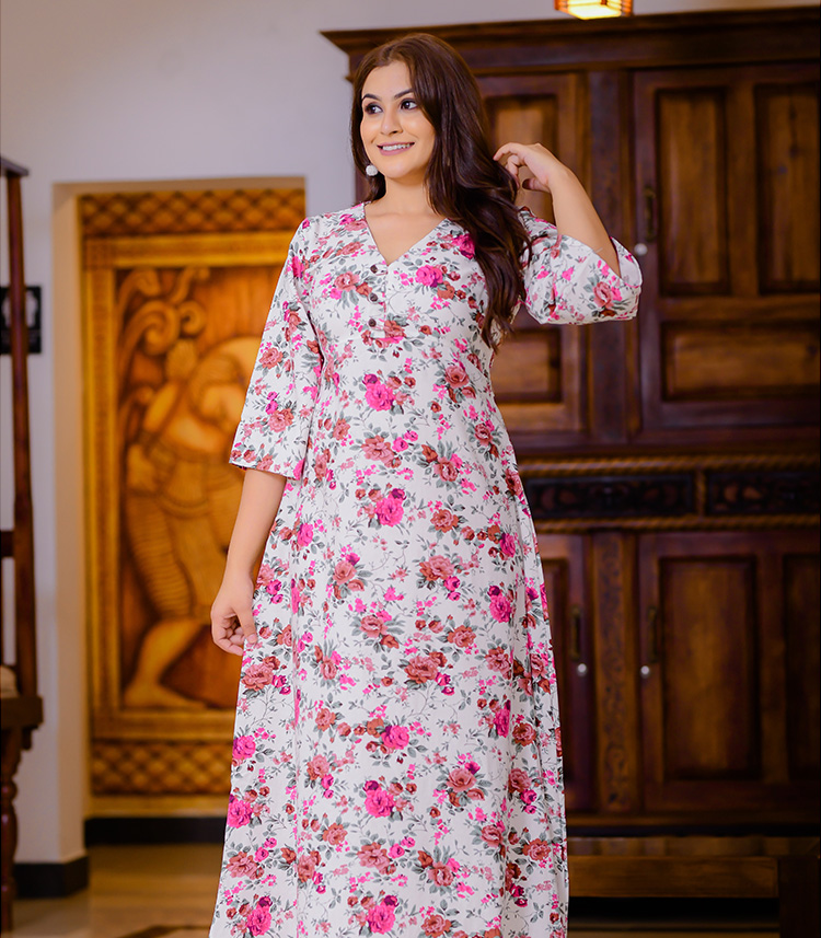 Pink Floral Printed Maxi Dress - Liza's Closet