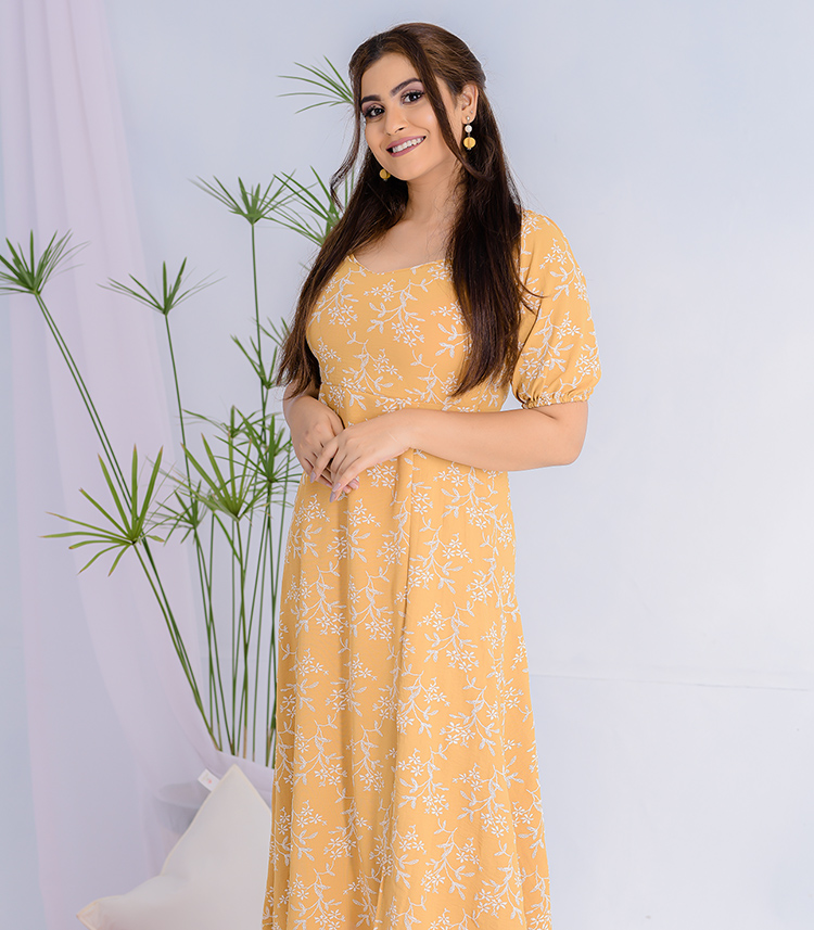 ELEENA YELLOW FLORAL MAXI DRESS - Liza's Closet